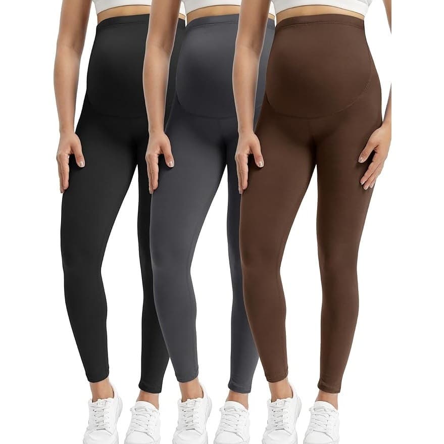 Maternity Leggings Over Belly Stretch Pregnancy Leggings 3 Pack Size S
