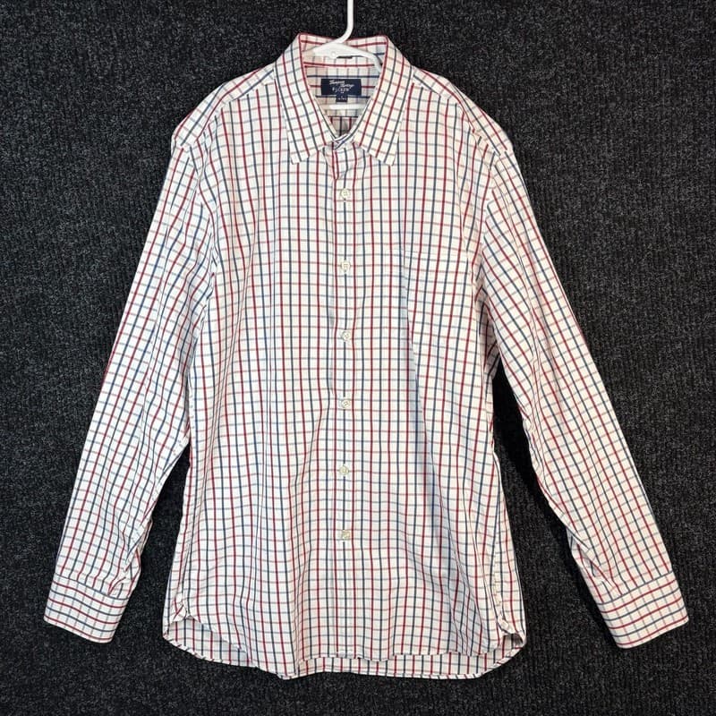 J.Crew Thompson Shirtings Mens Long Sleeve Button Down Shirt Red and Blue Plaid