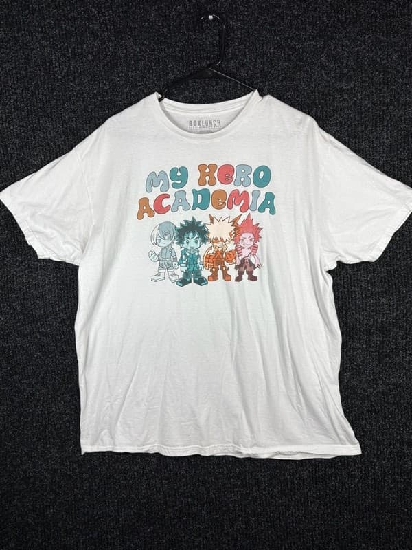My Hero Academia Front Print Box lunch White 2XL Shirt Mens 100%Cotton