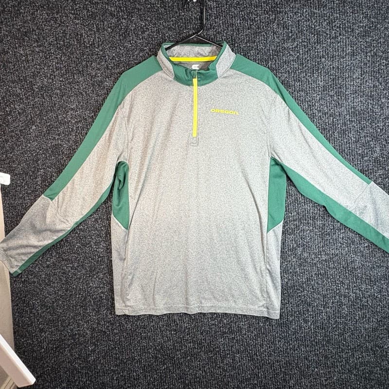 Oregon Ducks Colosseum Men's Quarter Zip Pullover Jacket Gray Green Size XL
