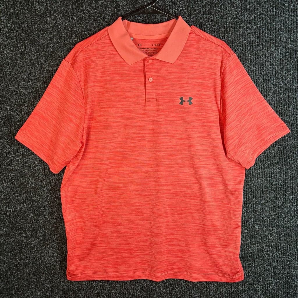 Under Armour Performance Polo Shirt Men's Size Large Red Heathered Golf Top