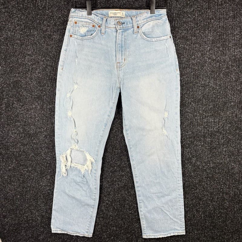 Abercrombie & Fitch Womens The Boyfriend Mid Rise Distressed Jeans Size 27/4