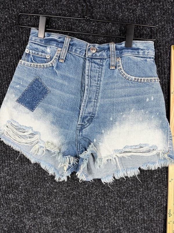 Abercrombie & Fitch High Rise Distressed Denim Cutoff Shorts with Patch