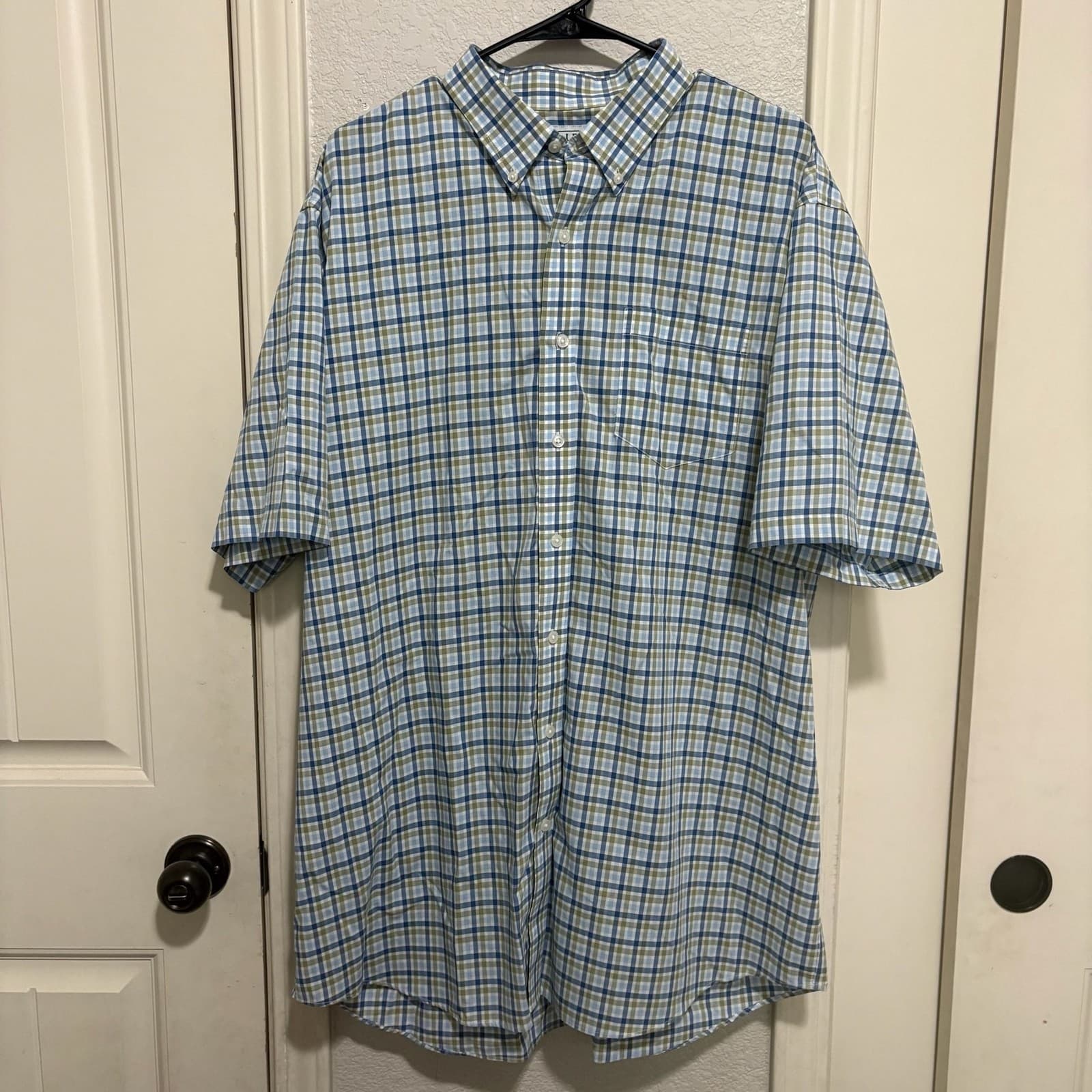 L.L.Bean Traditional Fit Plaid Short Sleeve Button Down Shirt XL-Tall