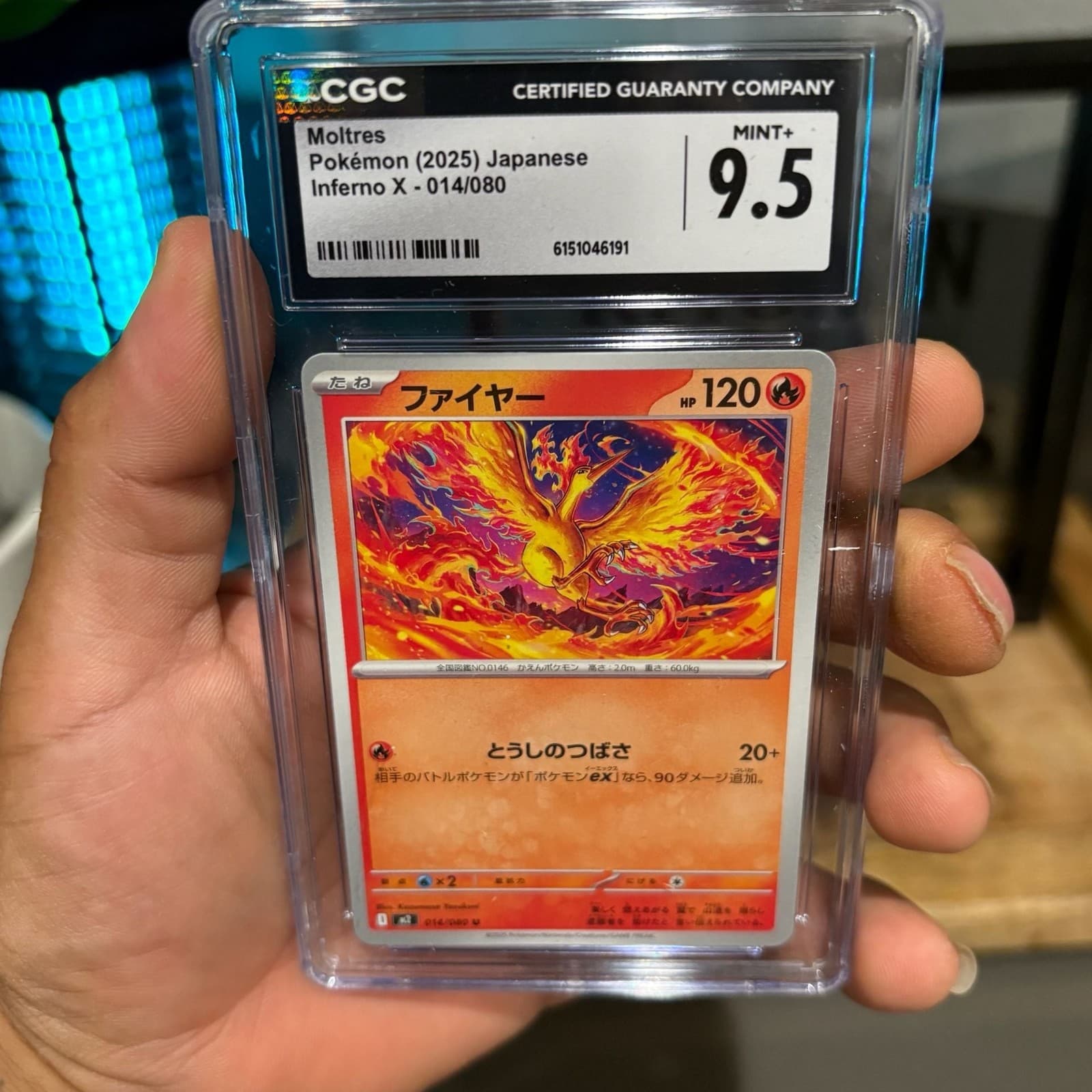 2025 Pokemon Japanese Inferno X Moltres 014/080 CGC 9.5 Mint+ Graded Card