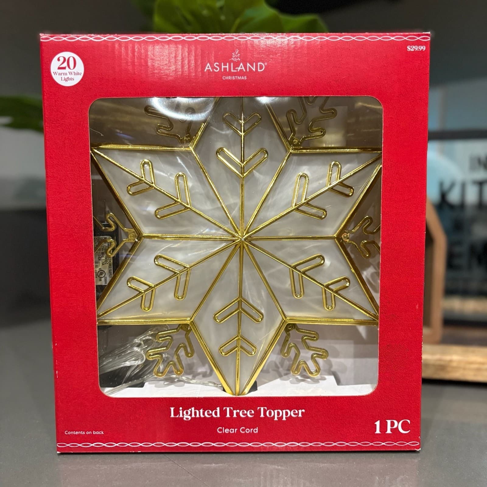 Ashland Christmas Gold and Translucent Snowflake Warm White Lighted Tree Topper