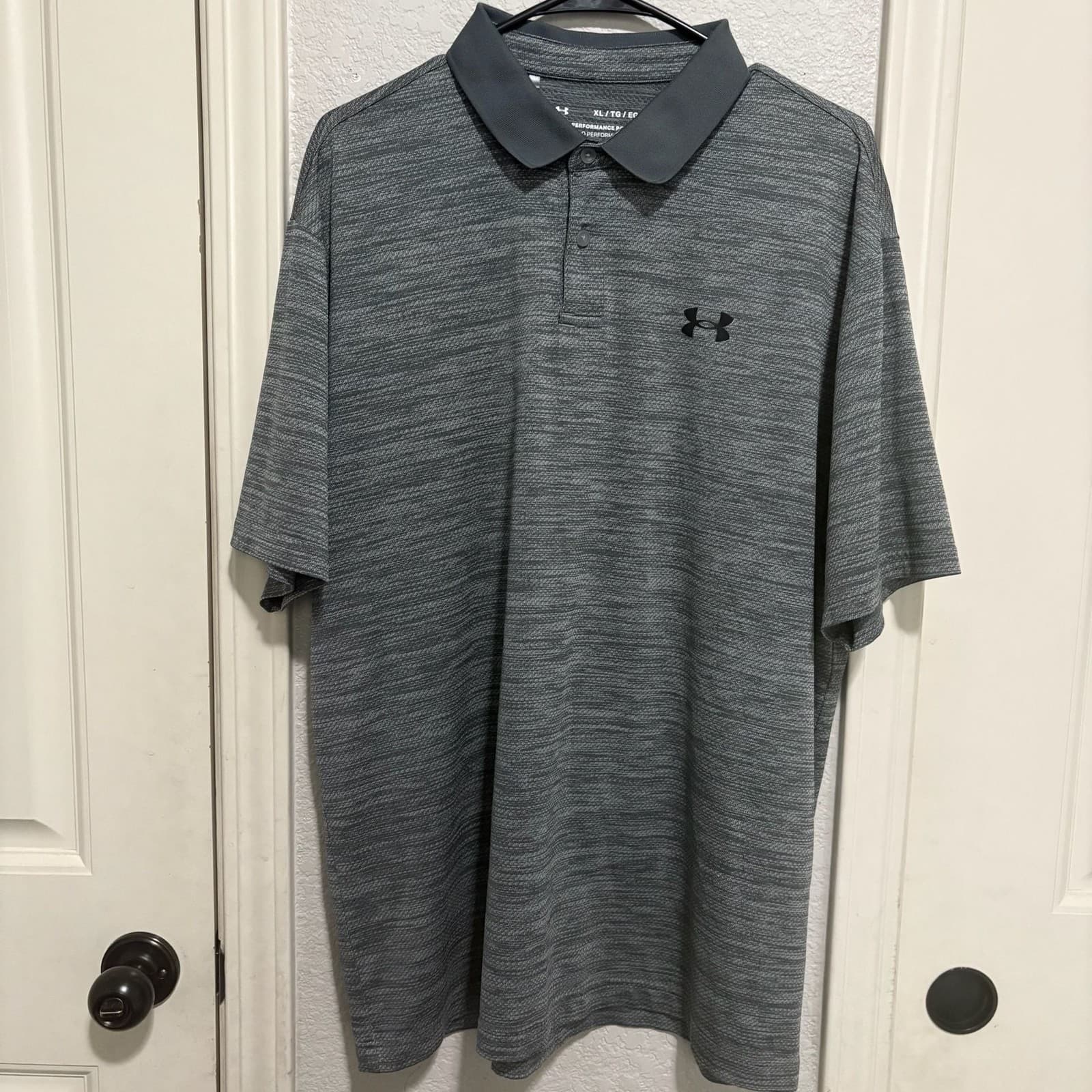 Under Armour UA Performance Golf Polo Textured Gray Shirt Top Mens Large NWT