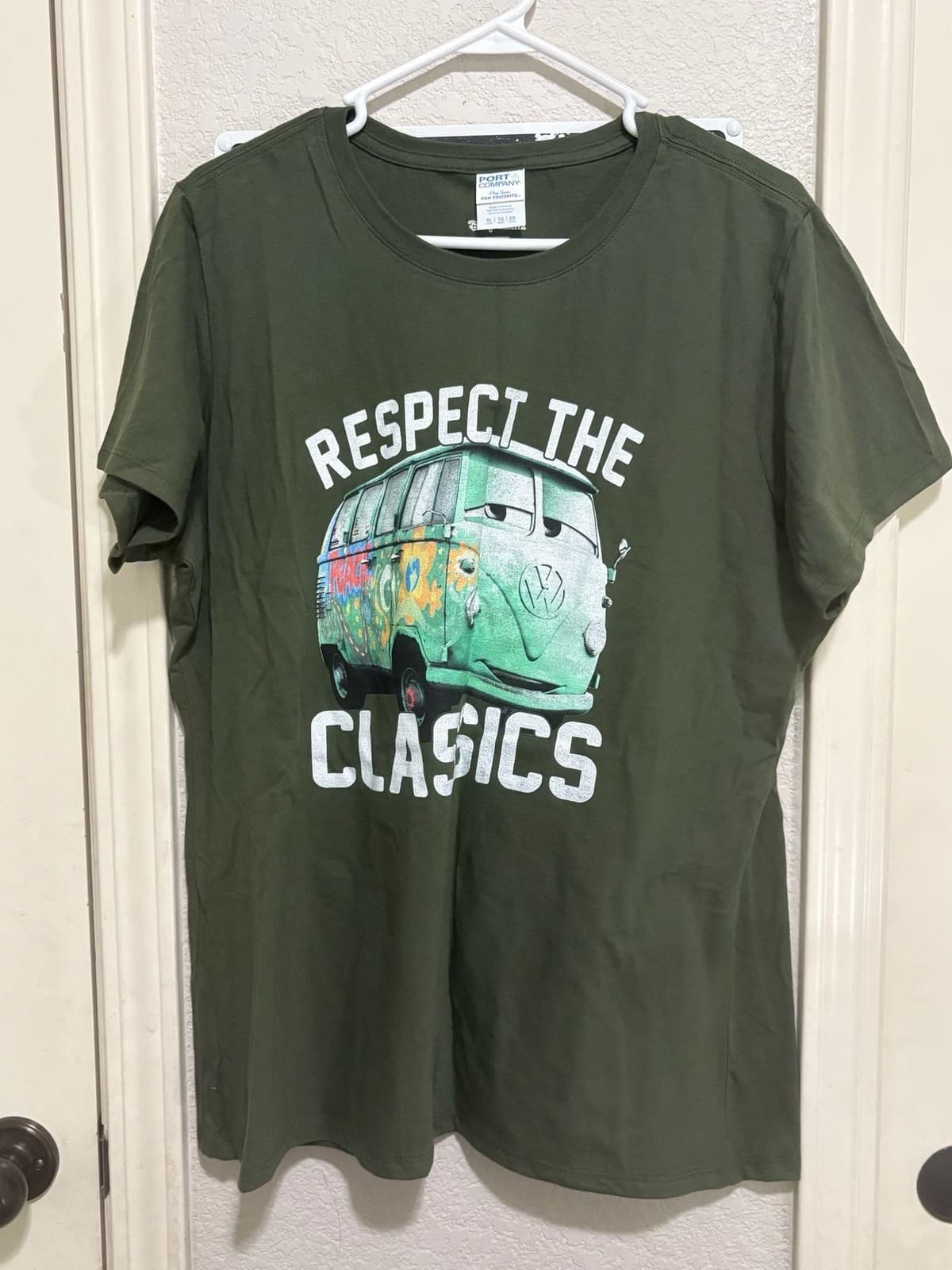 Disney Pixar Cars Fillmore Respect The Classics T-Shirt Olive Green XL