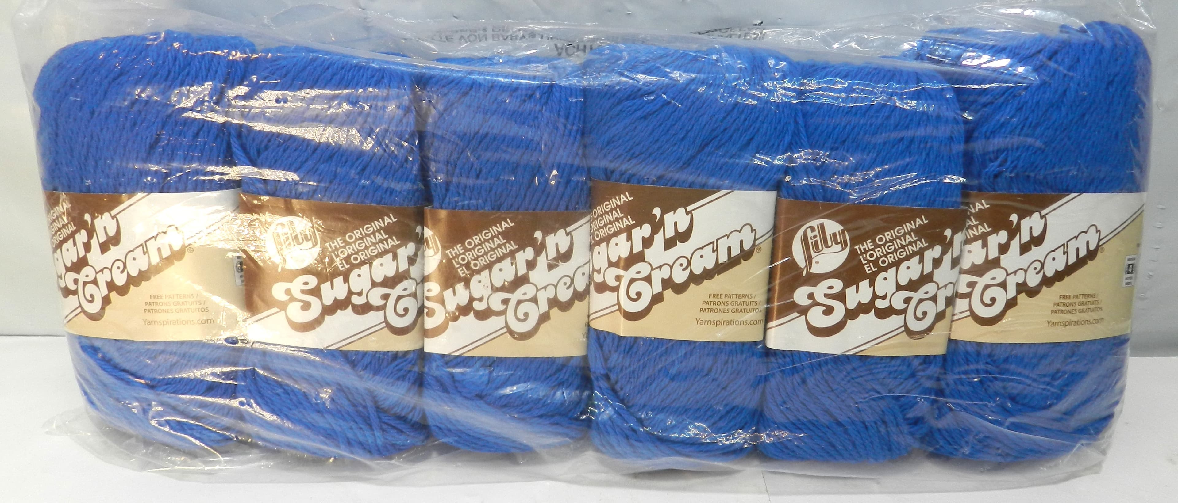 6 Skeins Lily Sugar 'N Cream Dazzle Blue Worsted 4 Ply Yarn 120 yards Each P60K
