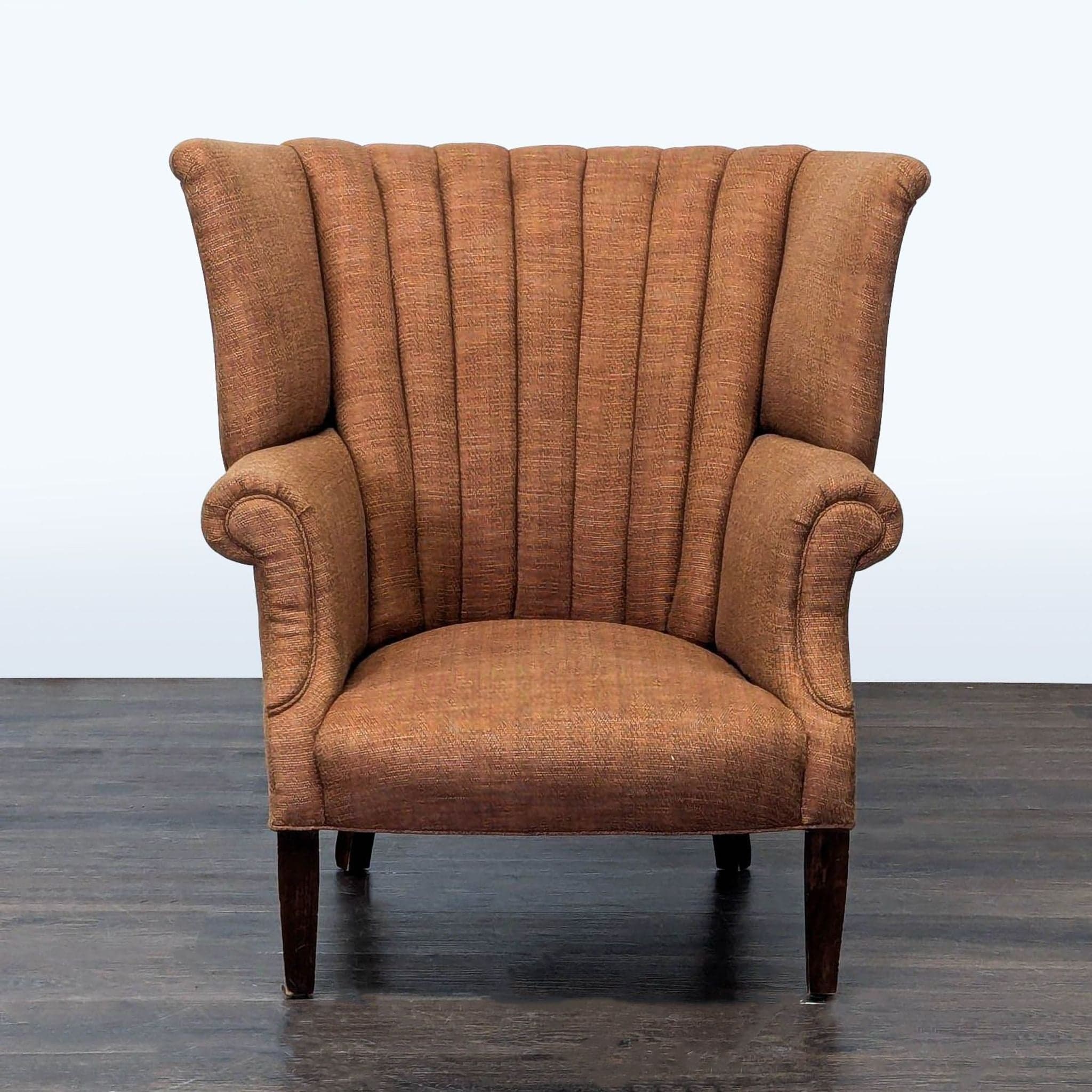 High Back Wing Lounge Chair with Rolled Arms