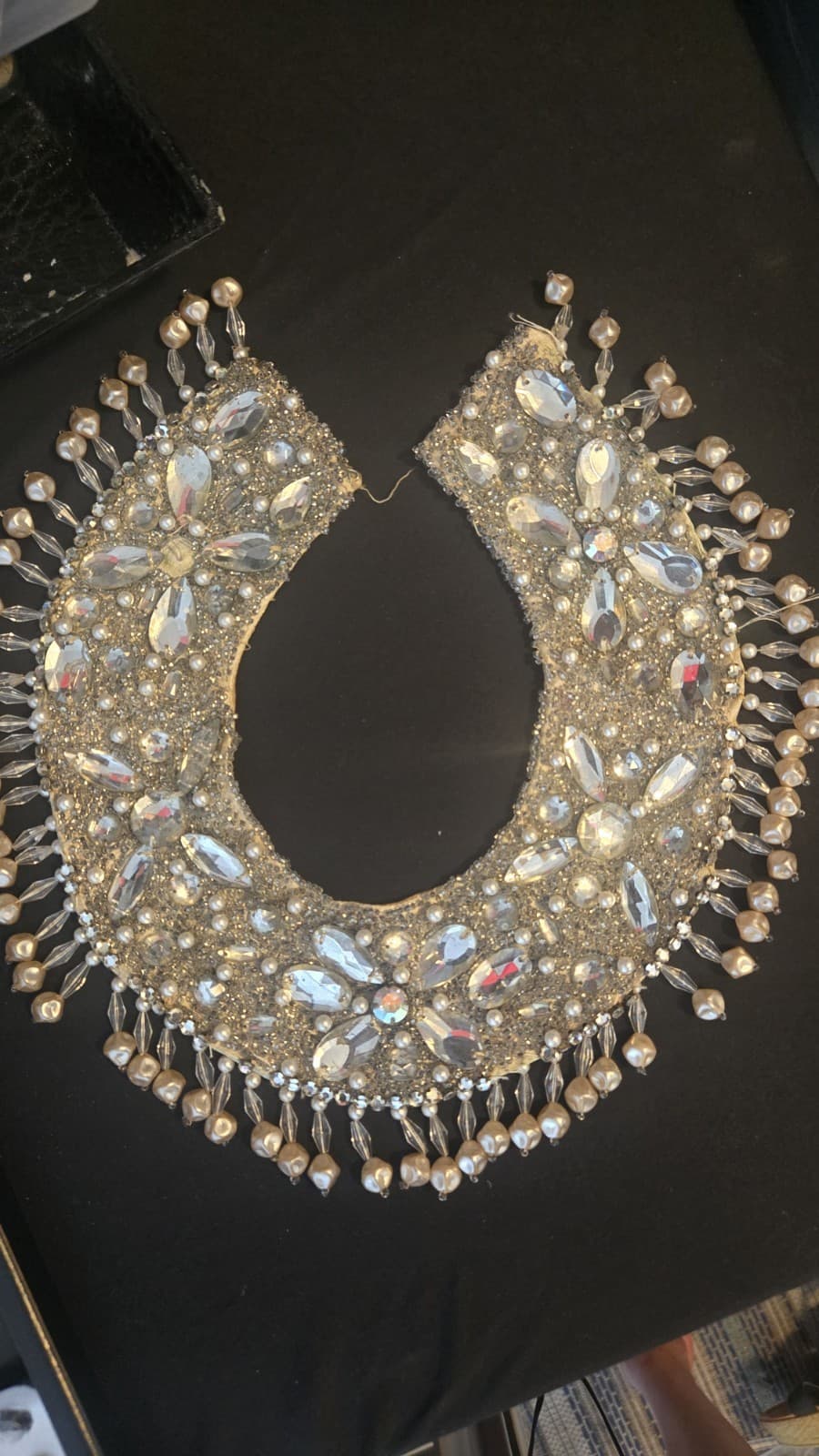 Antique 1920s Handmade Beaded Bridal Collar Wedding Dress Applique Pearl...