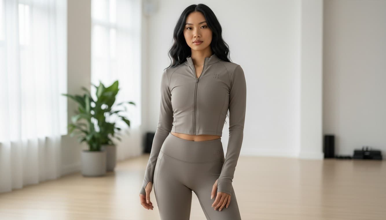 HerCore Women’s Gray Yoga Outfit Set Zip Jacket Leggings Activewear Matching