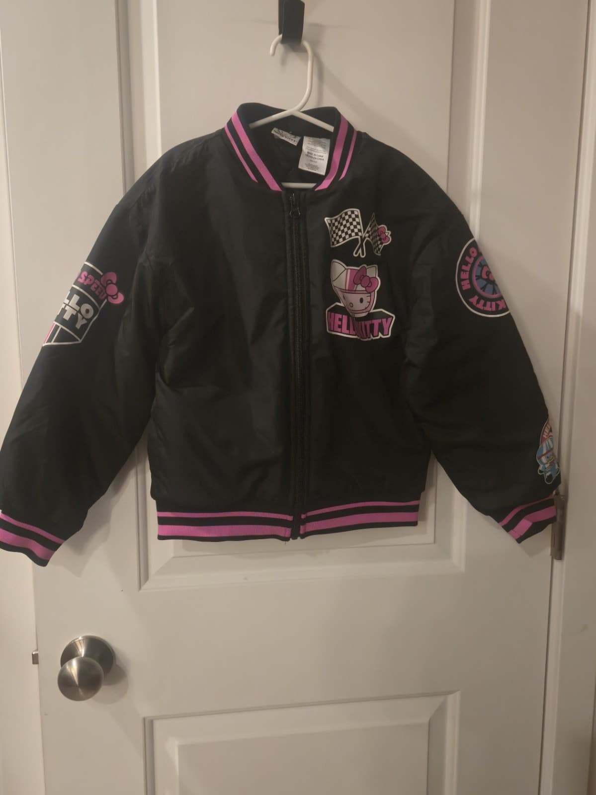 Girls Black & Pink Hello Kitty Bomber Jacket Coat
