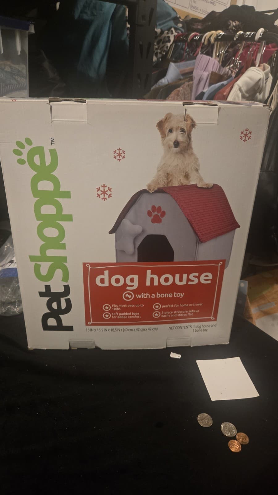 Pet Shoppe Red Dog House W Bone Toy Great For Small Dog Foldable, Soft, Washable