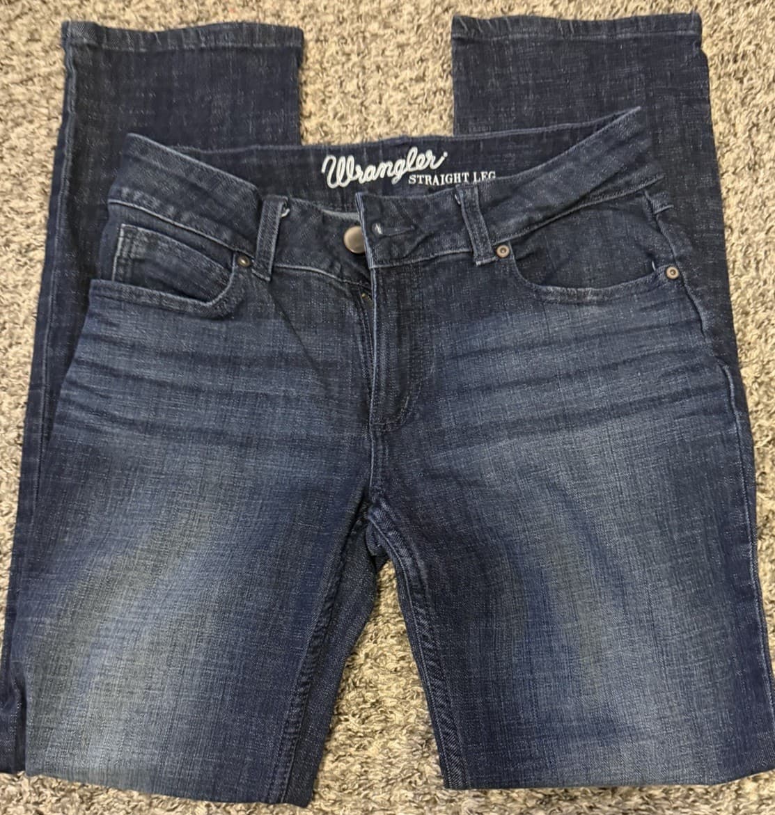 Wrangler Jeans Women's Size 5x30 Blue Denim Straight Leg Mid-Rise Stretch