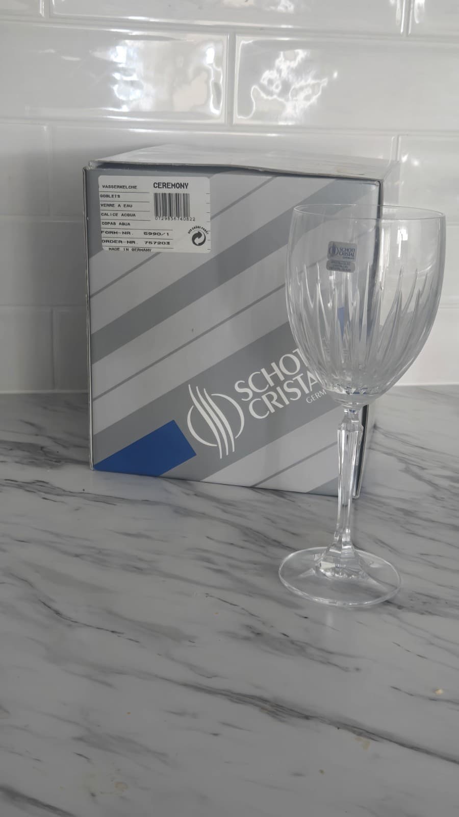 Vintage Crystal Drinkwear Water Goblets Set of 3 New Old Stock Germany