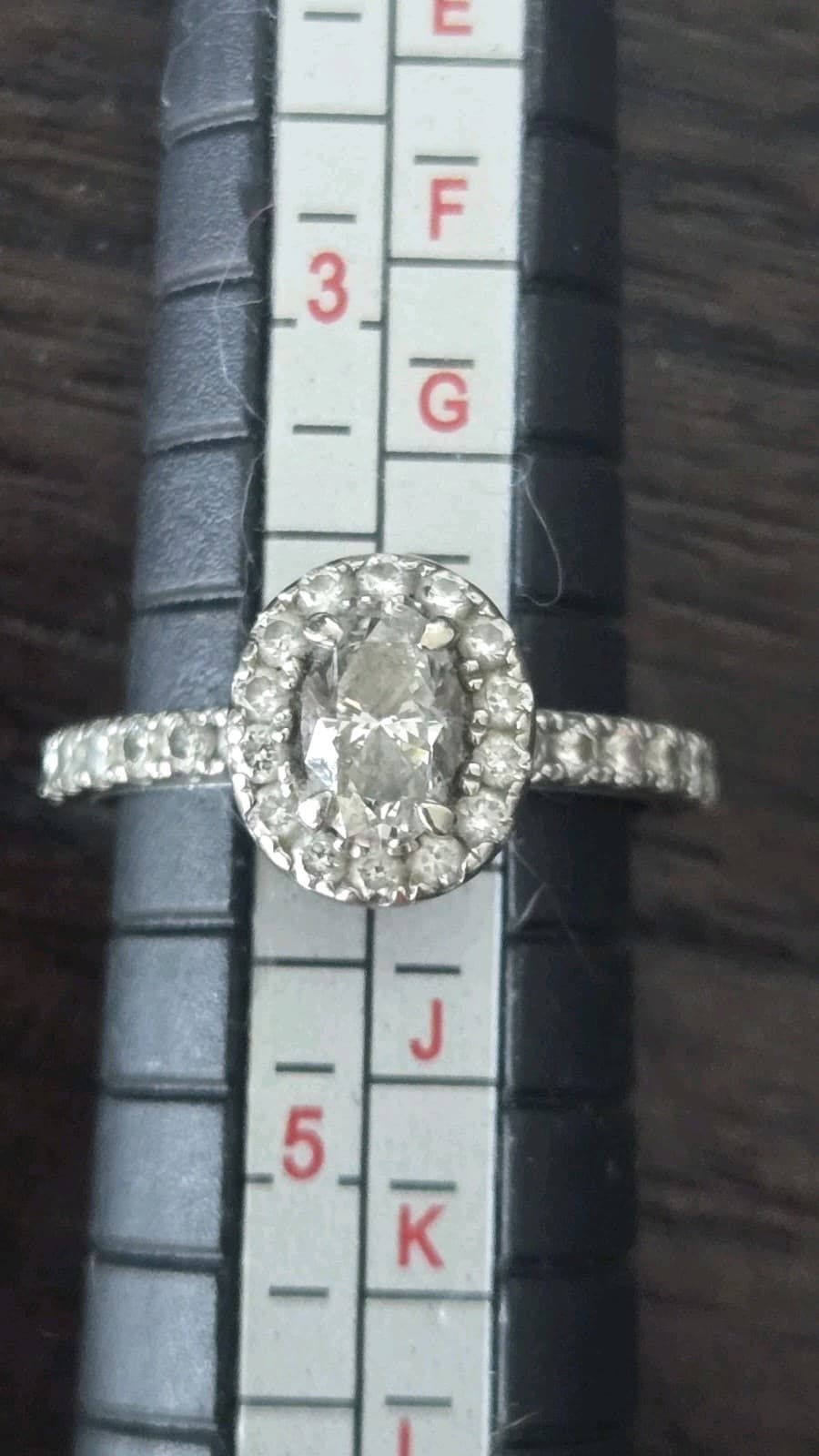 14K White Gold 1 CTW Oval Diamond Halo Engagement Ring Estate