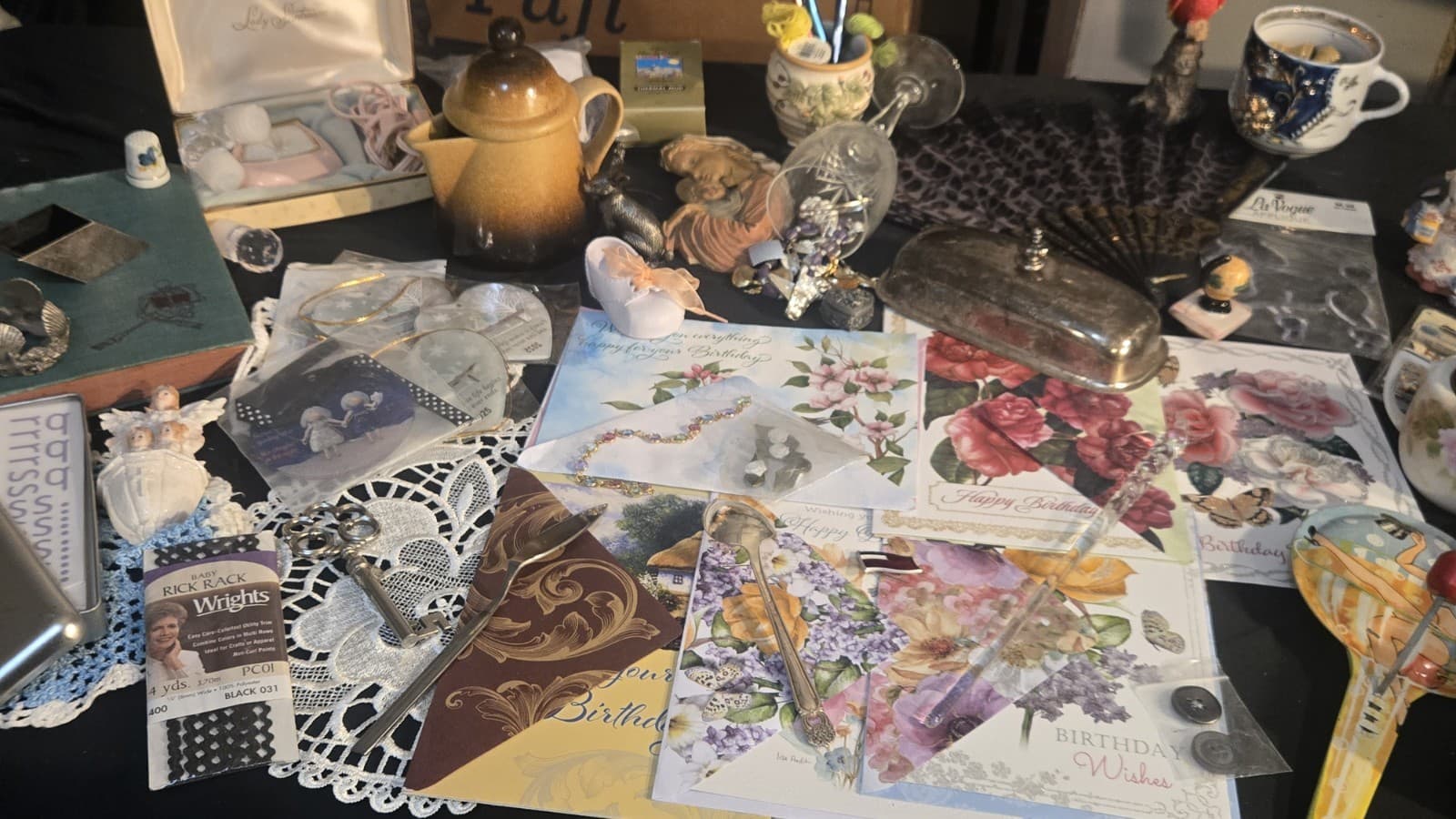 Vintage Junk Drawer Lot! Sighed Piece's Silver Crystal Jewelry
