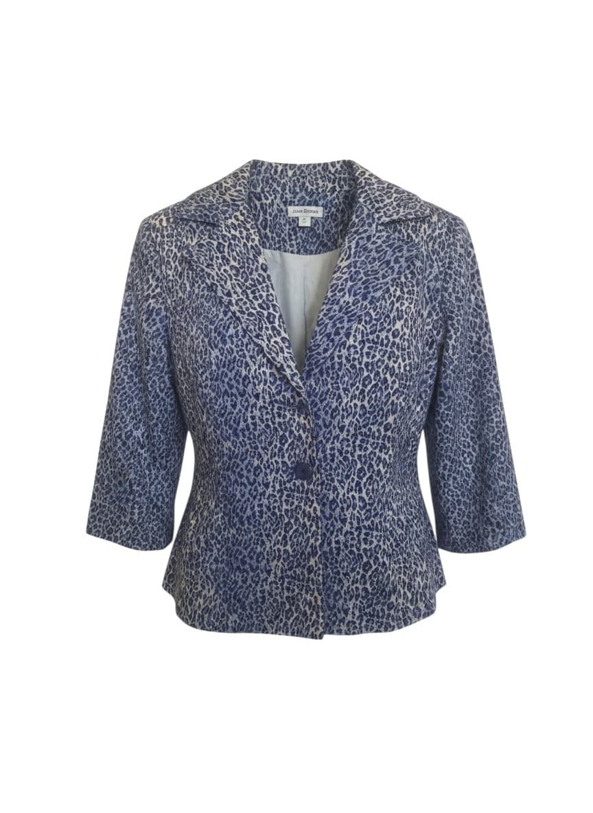 Joan Rivers Women's Blue Print Animal Jacket Size XL