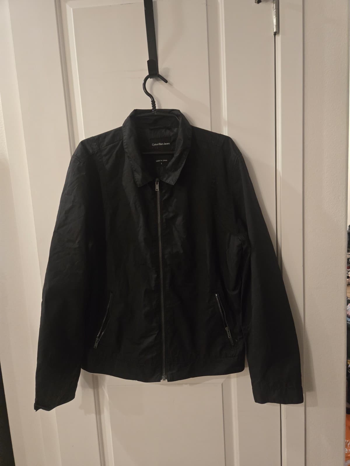 Calvin Klein Jeans Mens Large Black Zip Up Jacket Lightweight