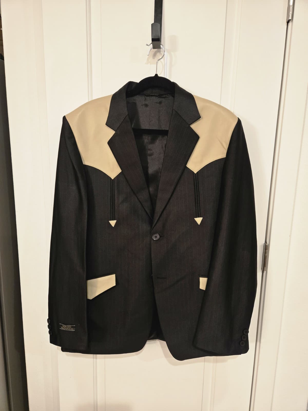 Sergio Vaducci Vintage Western Blazer Mens XL Black Tan Suit Jacket
