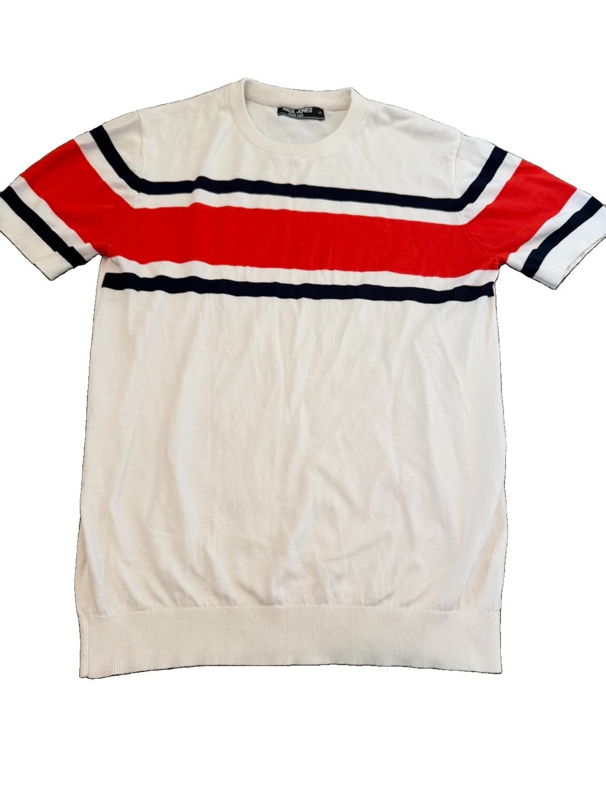 NWOT Makobi Mens Ivory Orange Black Knit Top S