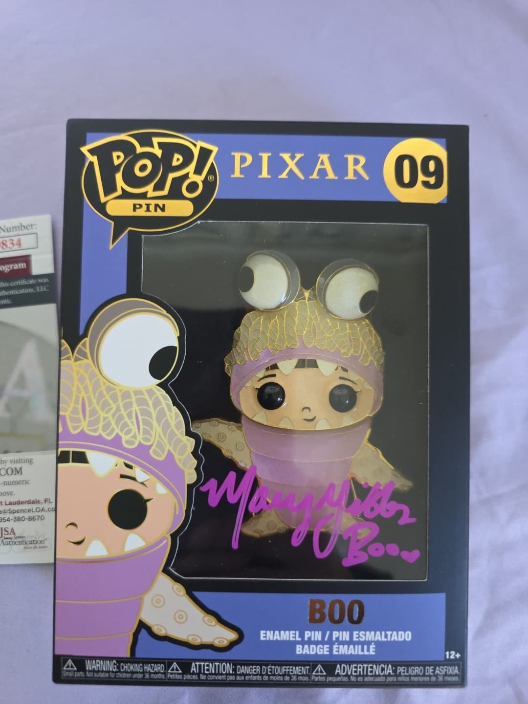 Pop Pin! Monsters, Inc. - Boo #09 Authentic Signature By Mary Gibbs Certificate