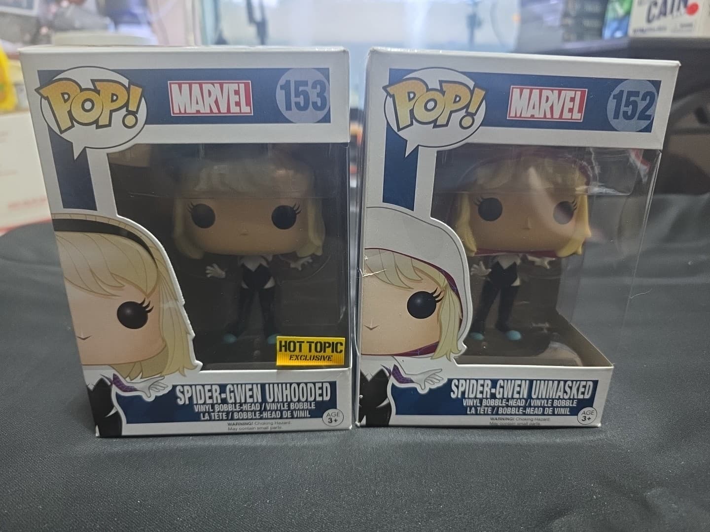 Funko Pop! Marvel Bundles- Spider-Gwen (Unhooded) #153 And #152 (Unmasked)