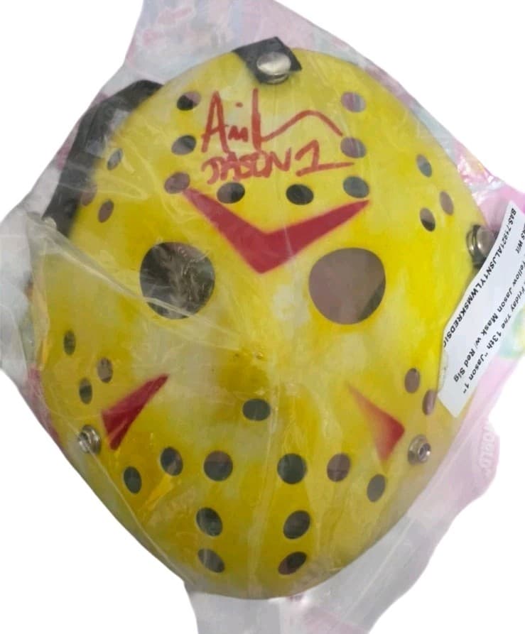 Ari Lehman Signed Jason Voorhees Yellow Hockey Mask Friday The 13 Quote JSA COA