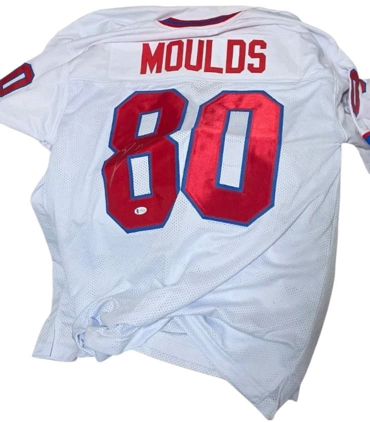 Eric Moulds Autographed White Pro Style Jersey W/ Insc- Beckett W *Silver