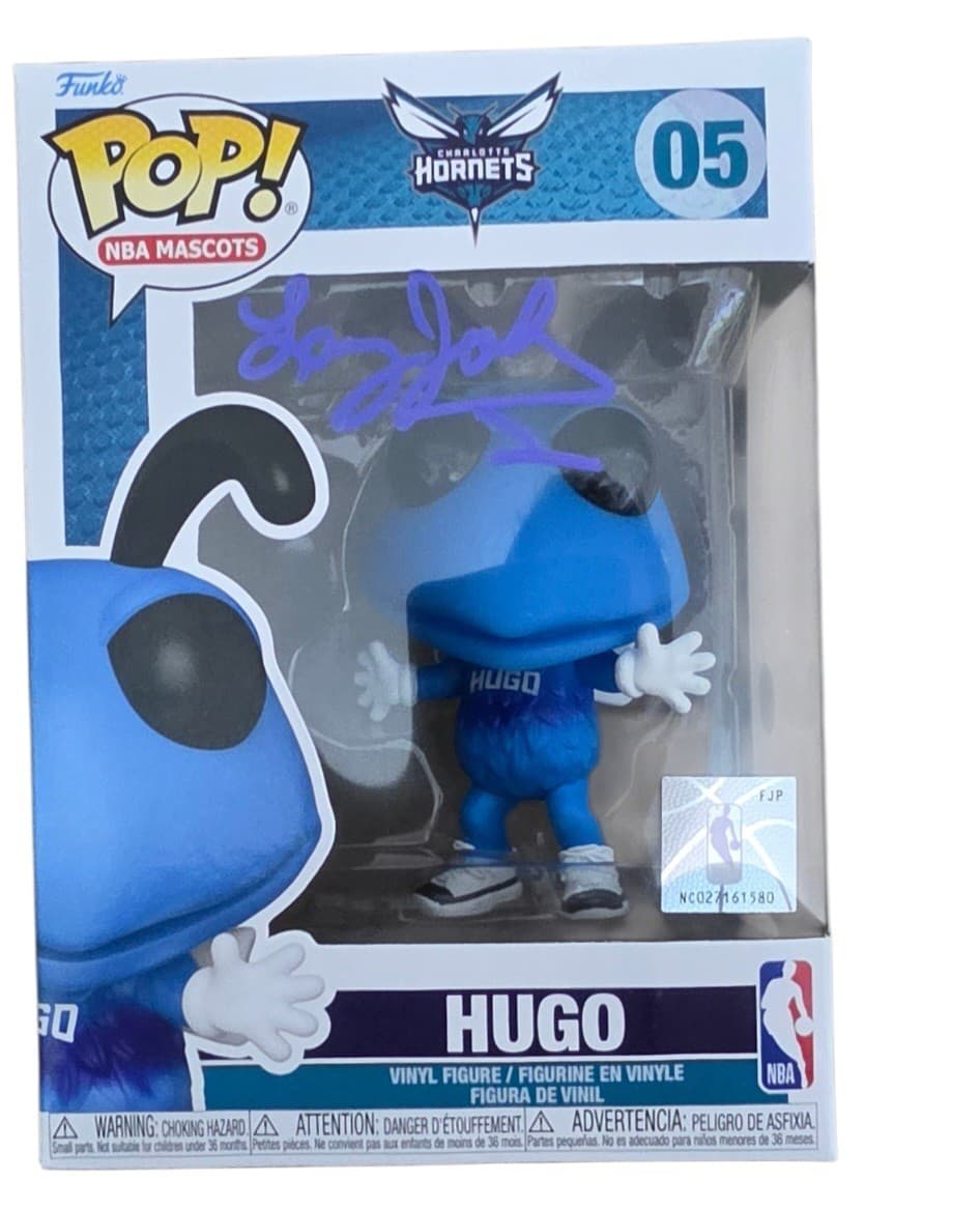 Larry Johnson Autographed Charlotte Hornets Hugo Funko Pop Wilder Tag
