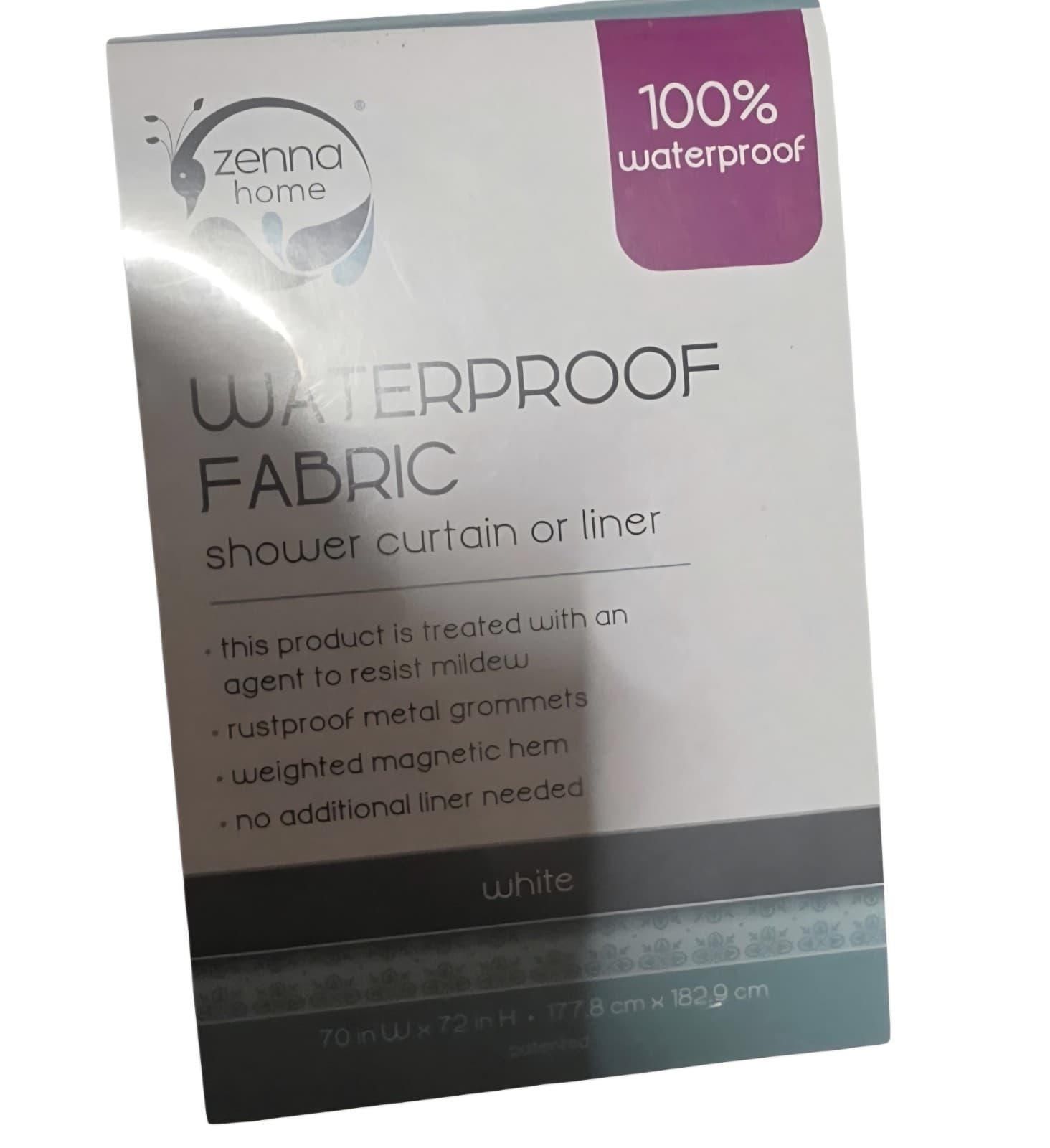 Zenna Home Waterproof Fabric Cotton Curtain Or Liner White 70”x72” 🆕