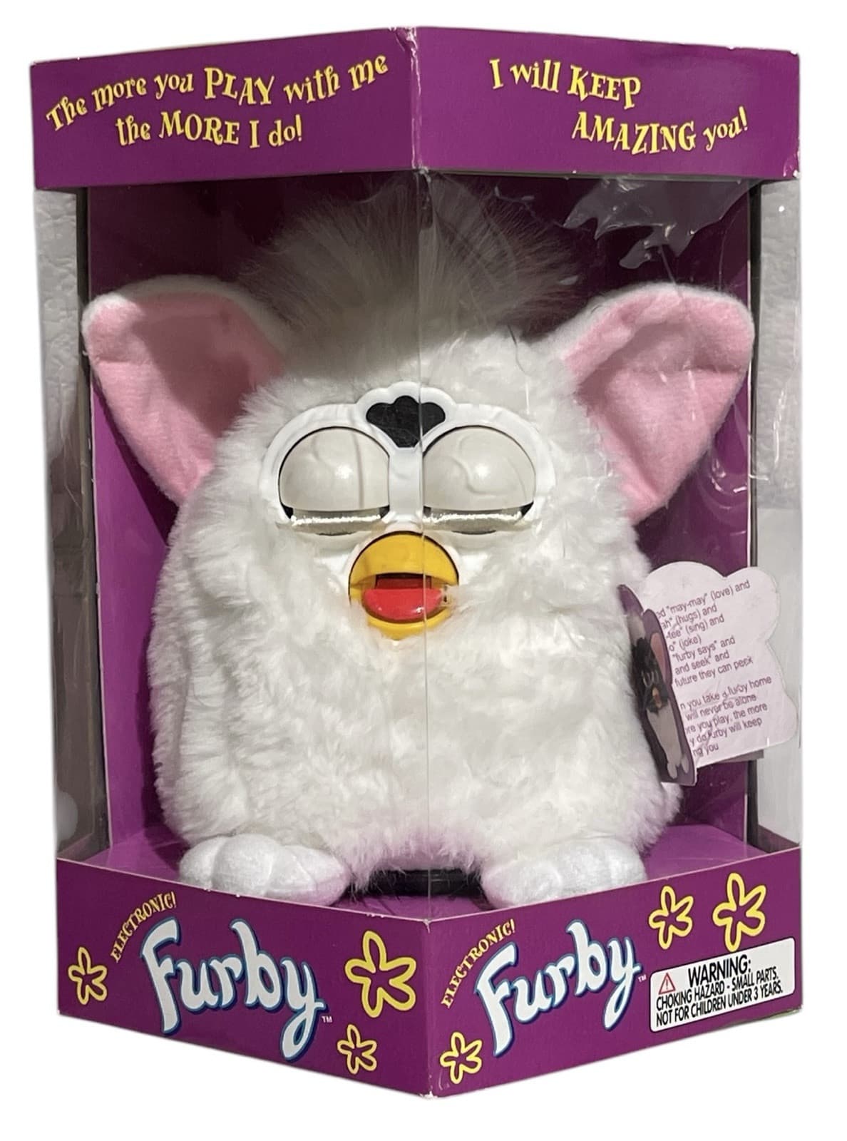 NEW Sealed 1998 Furby SNOWBALL 70-800 White w Pink Ears