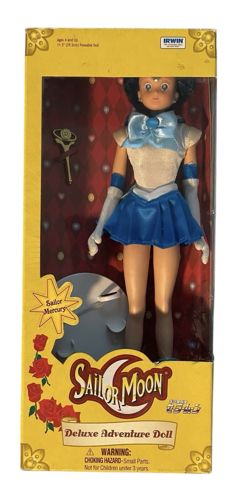 Sailor Moon Sailor Mercury Deluxe Adventure Doll RETIRED Irwin 2000 Yellow Box
