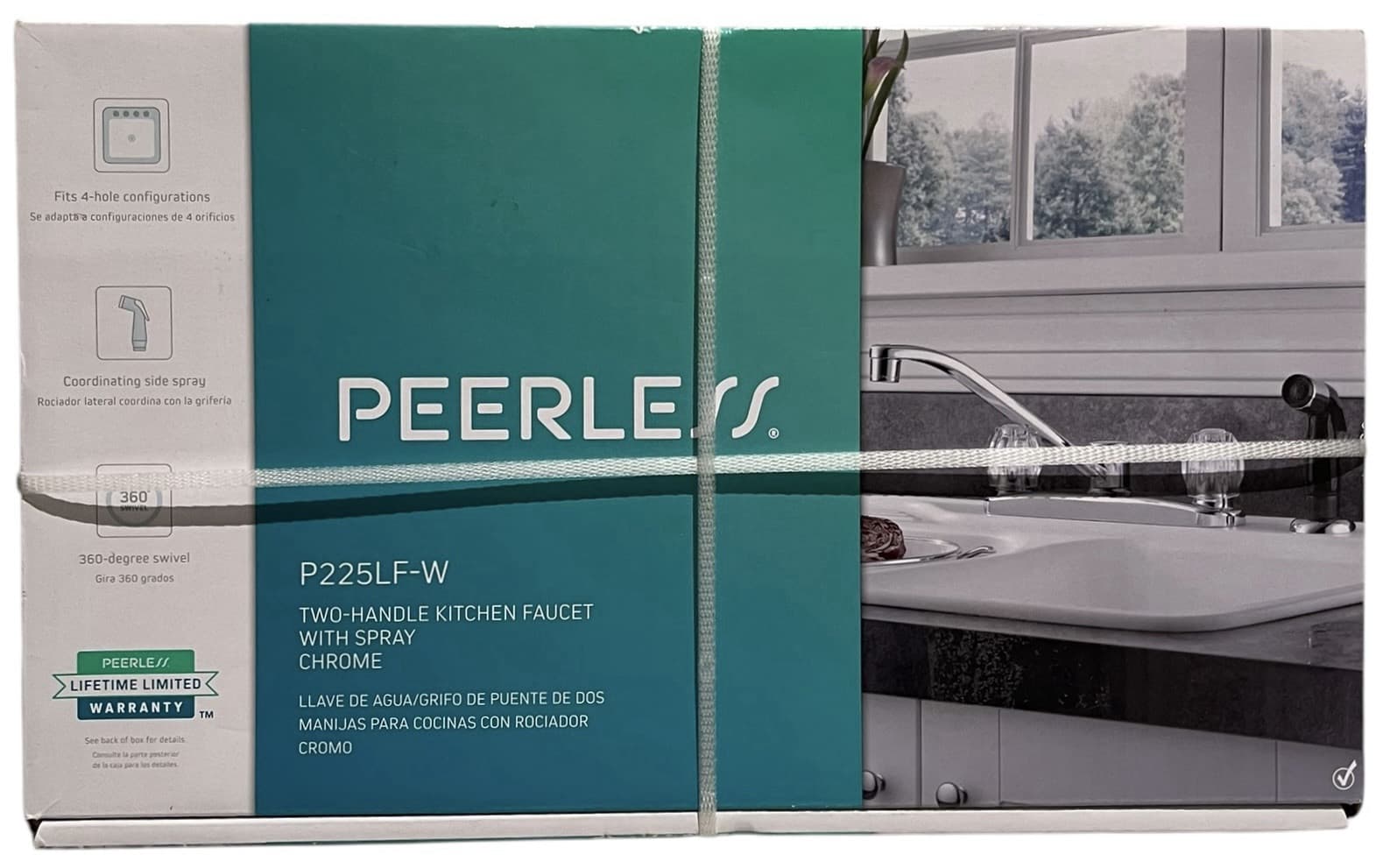 Peerless P225LF-W Two Handle Kitchen Faucet With Spray Chrome New