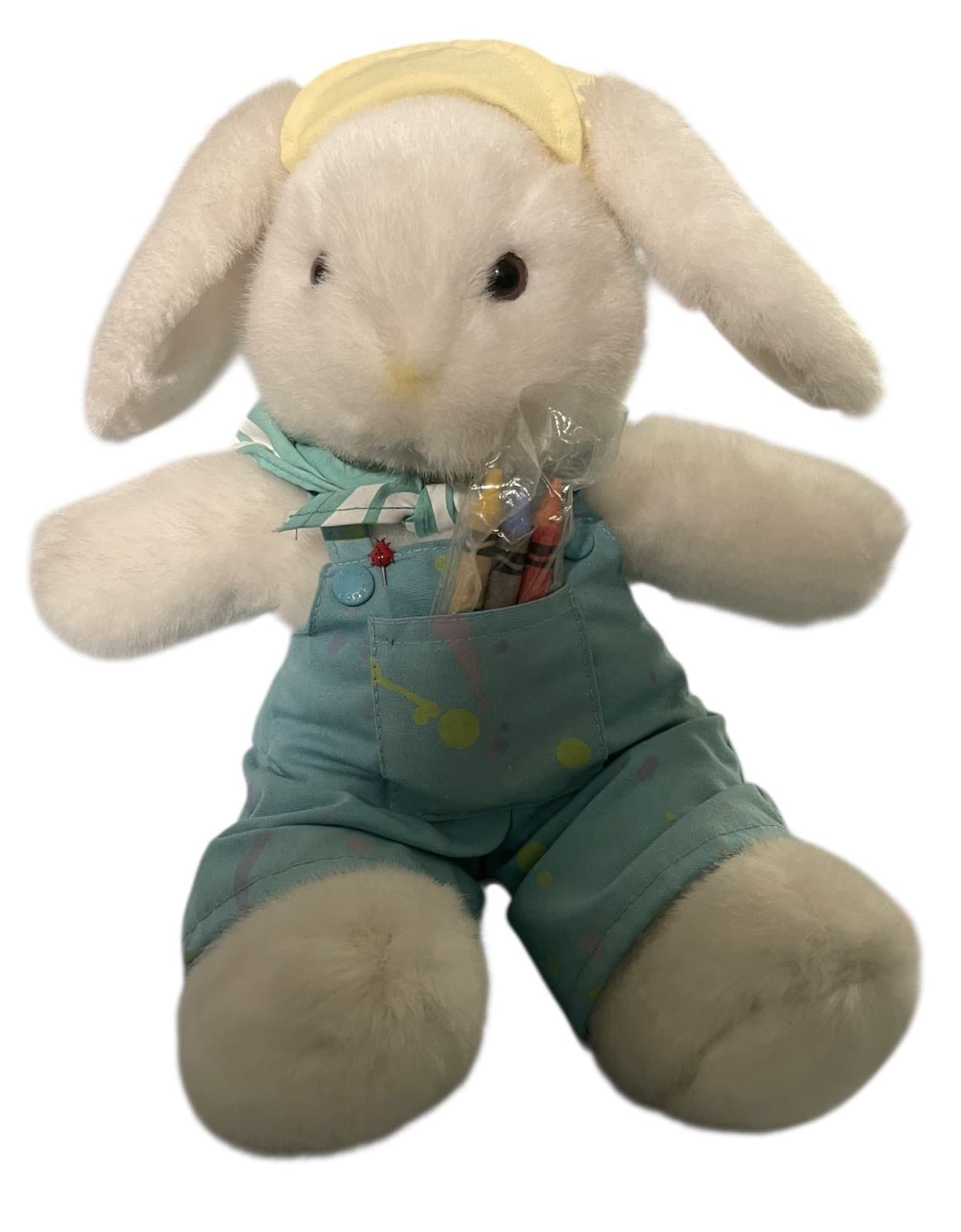 Crayola Bunny Plush Rabbit Artist Art Overall Paint Drop Stuffed Animal Hallmark