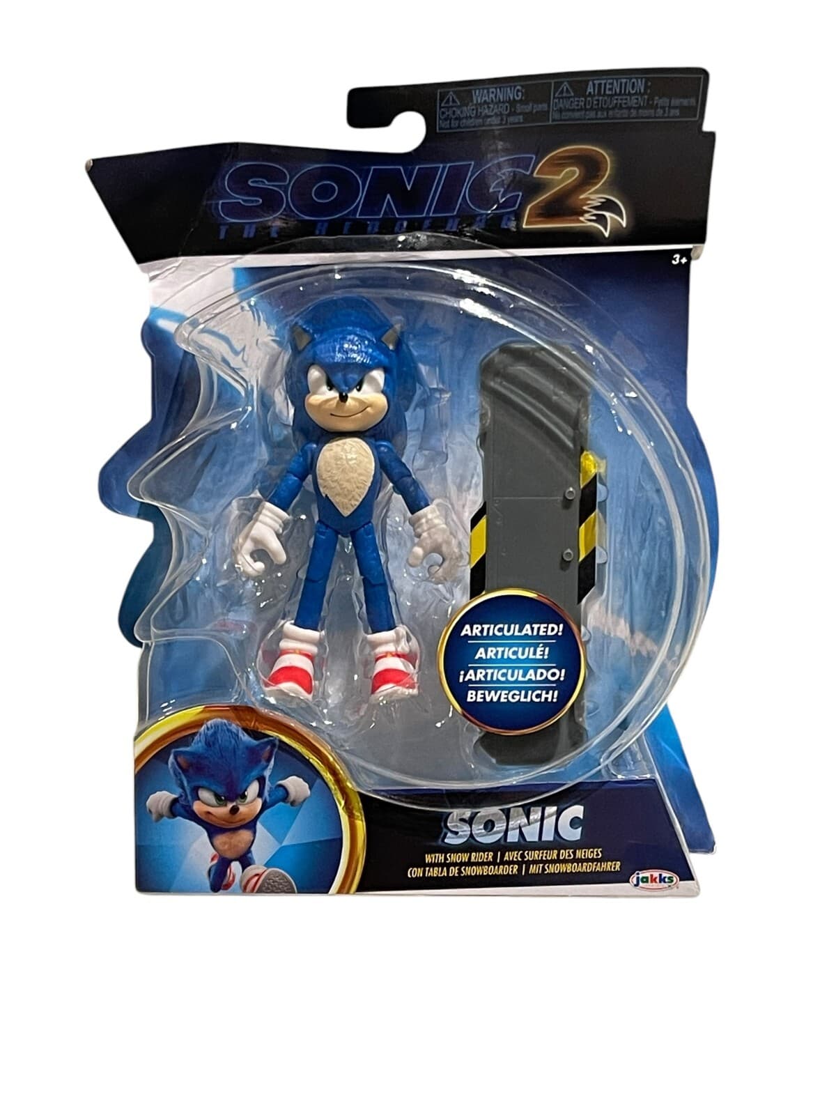 Jakks Pacific Sonic with Snow Rider Action Figure 4" Sonic The Hedgehog 2 Series