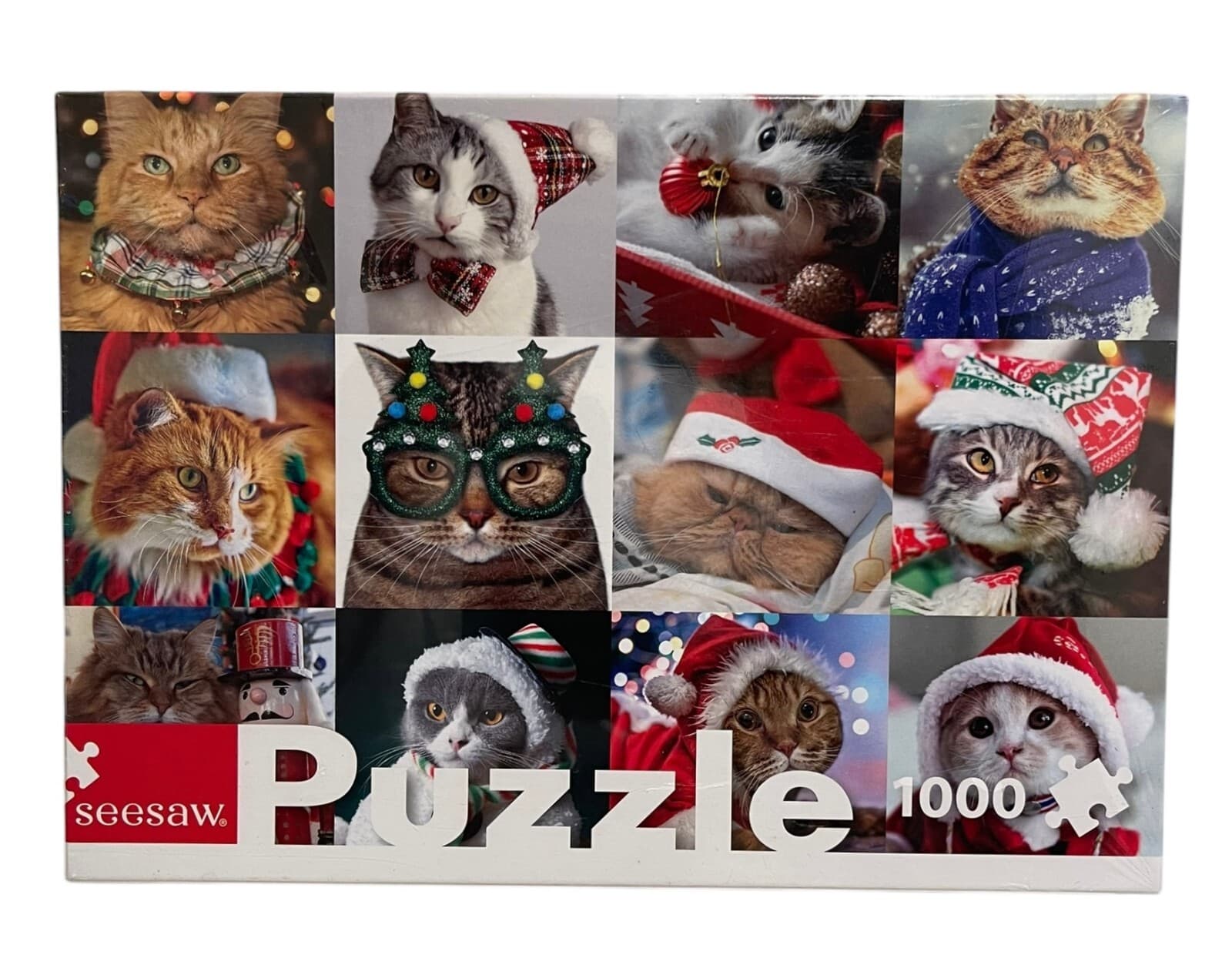 NEW Santa Cats SeeSaw We Wish You A Merry Christmas 1000 Piece Jigsaw Puzzle