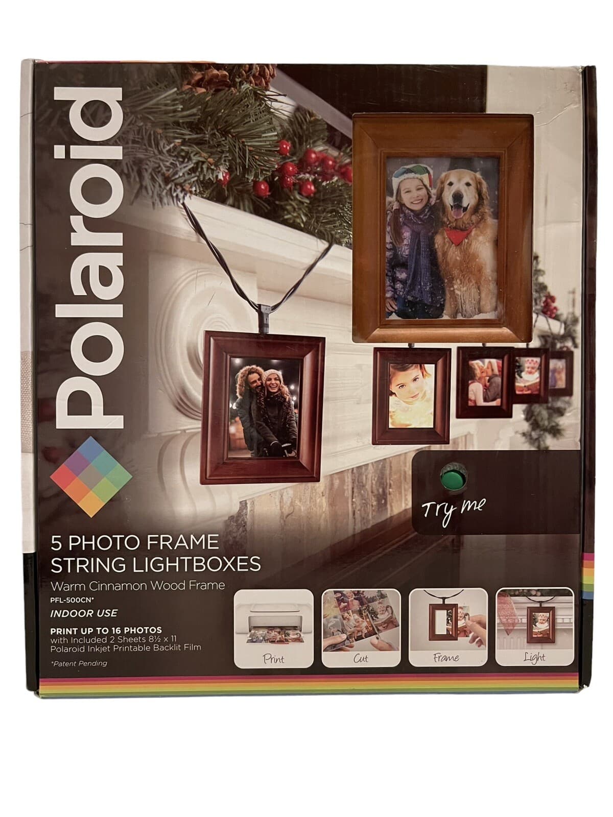 Polaroid String Light Boxes Photo Frames Holiday Anniversary BDay Warm Cinnamon