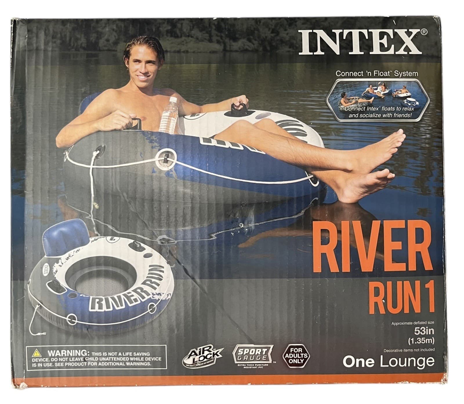 Intex River Run I Sport Lounge 53 inch Inflatable Water Float Brand New