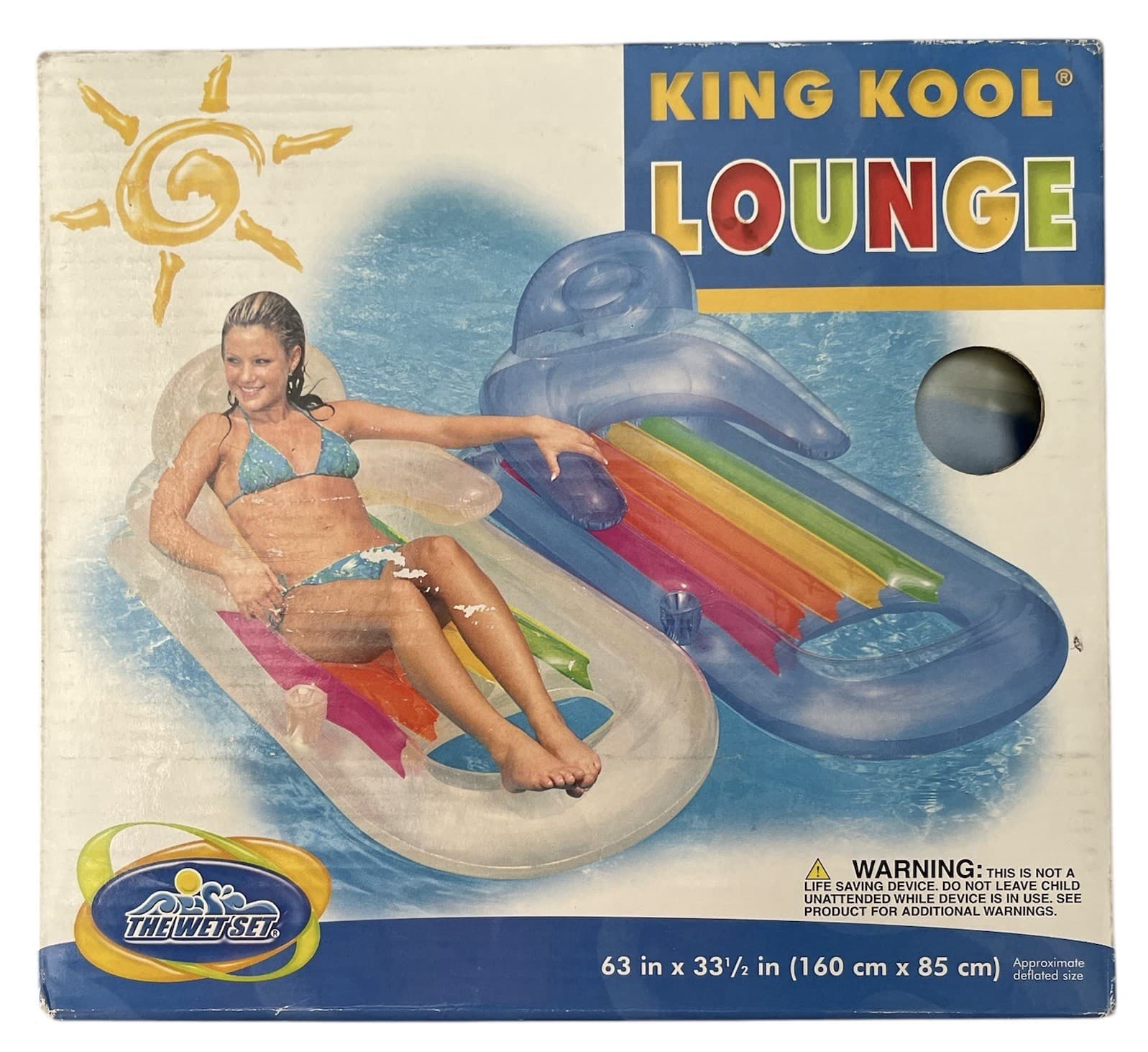 Vtg King Kool Lounge - The Wet Set Intex 2004 Pool Float INFLATABLE NOS Rainbow
