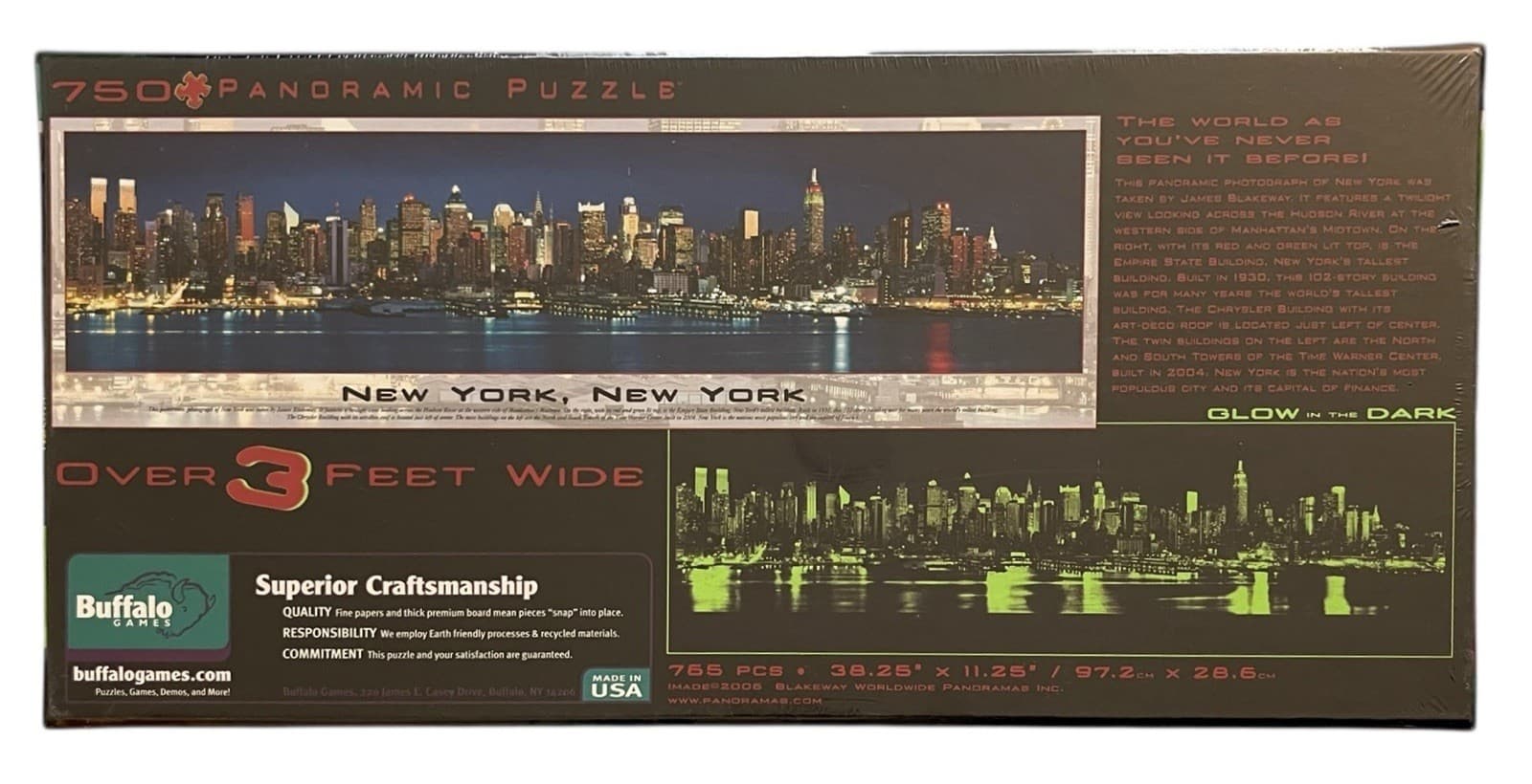 New York, New York Panoramic Puzzle - Glows in Dark 750 Pieces - Buffalo Games S