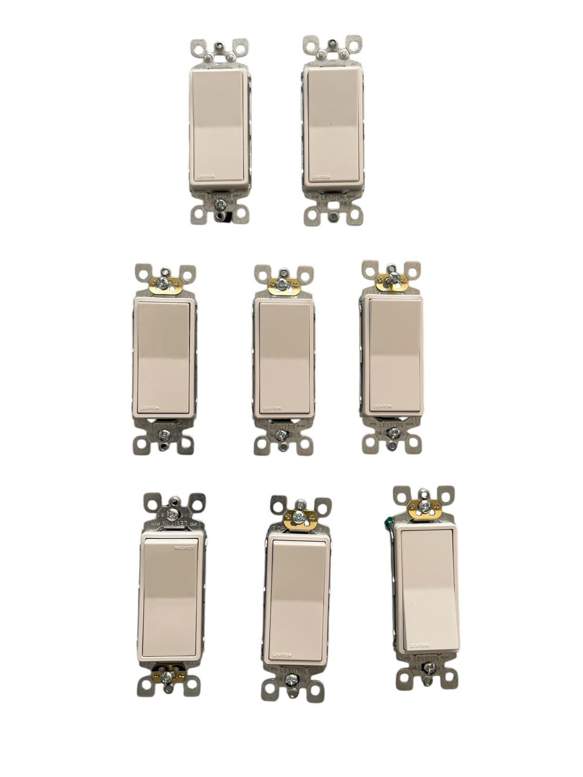 (8) Leviton 15 Amp 120V 277 V.A.C A.C. ONLY Center Off Rocker Switch, White