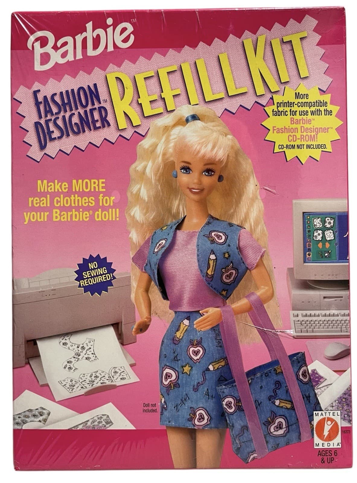 Barbie For Girls Fashion Designer Refill Kit Mattel Printer Compatible 1997 New