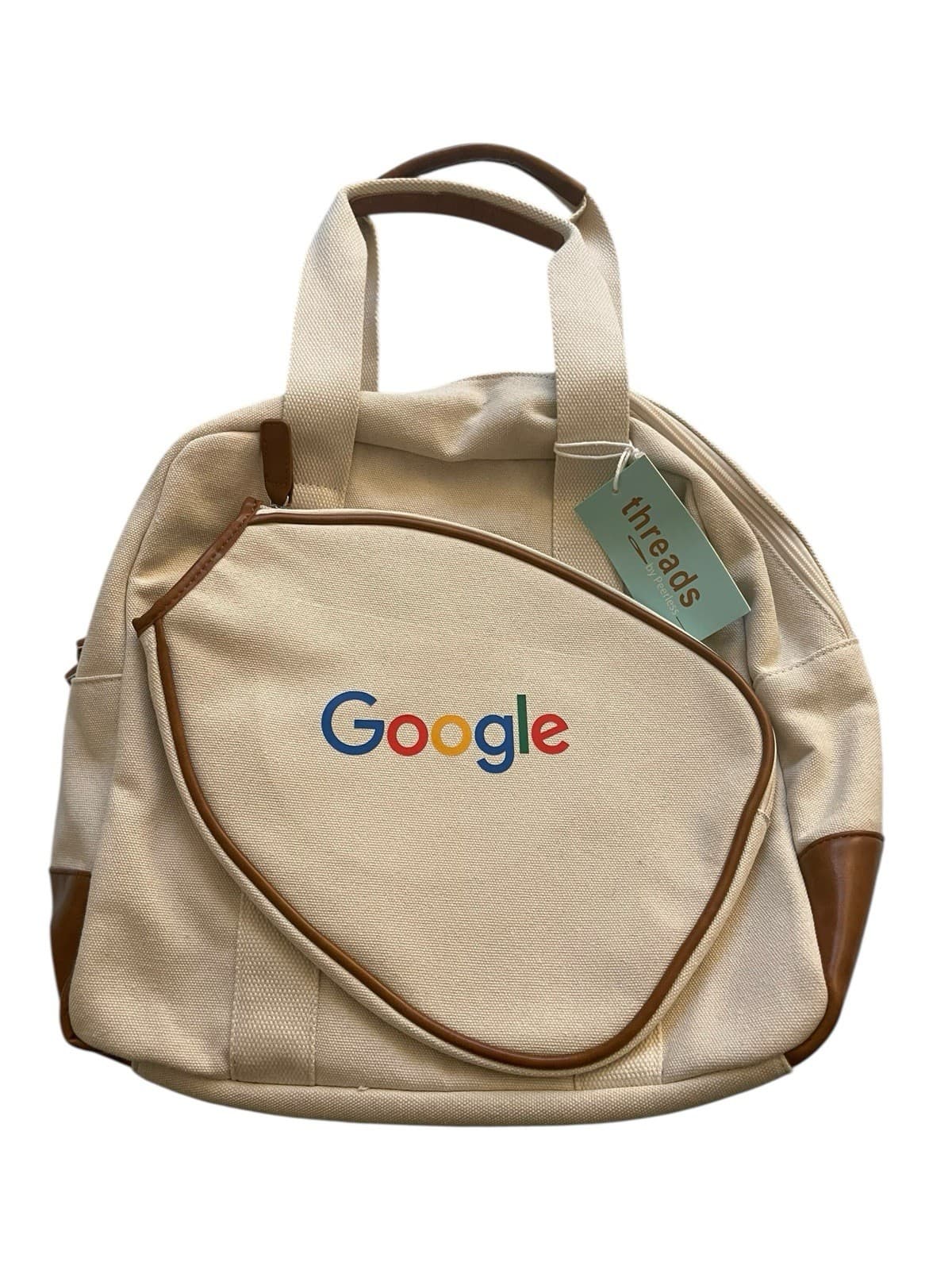 Google Pickleball Canvas Tote Bag threads by Peerless With Shoulder Strap New