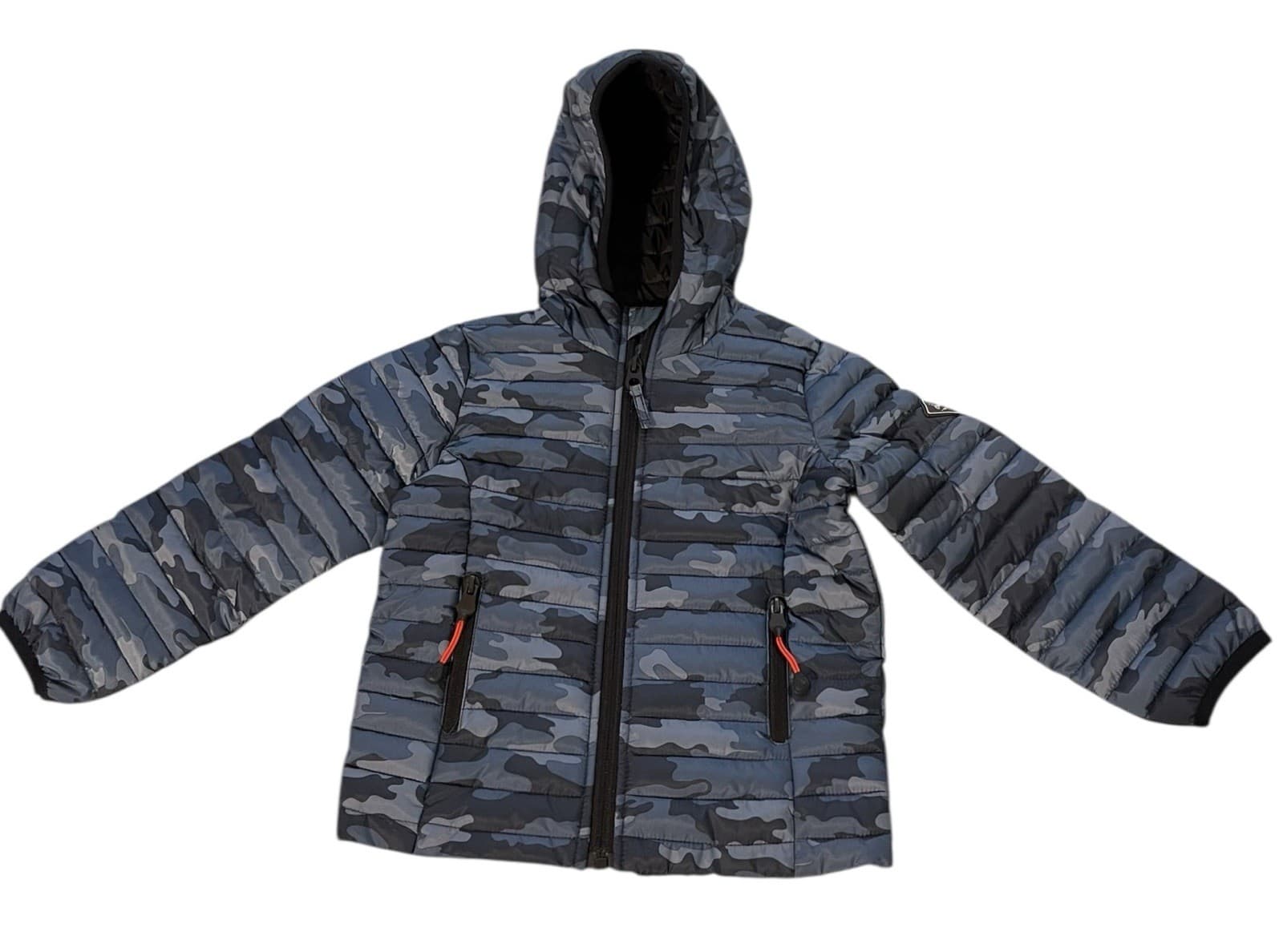 Joules Youth Full Zip Hooded Puffer Jacket Size 3 Blue Camo New