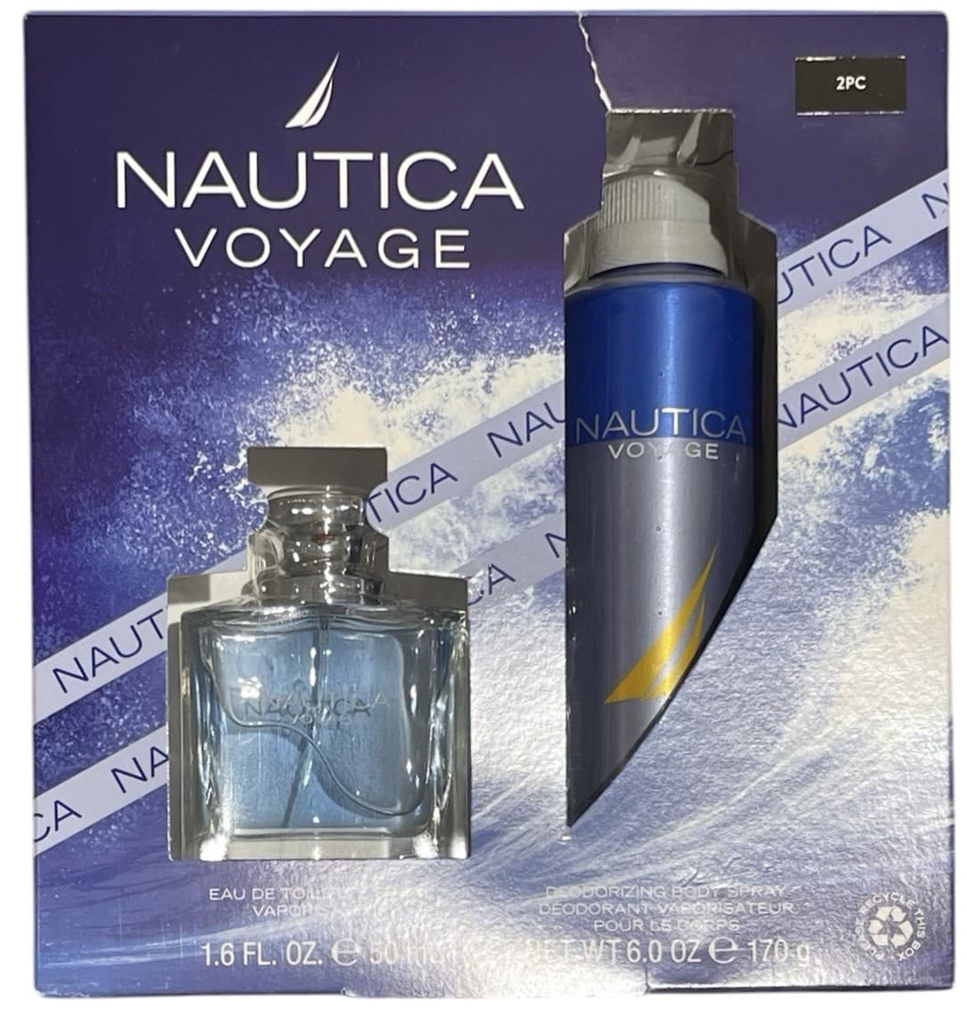 Nautica Voyage 2 Piece Gift Set 1.6 oz Eau de Toilette Spray & 6 oz Body Spray