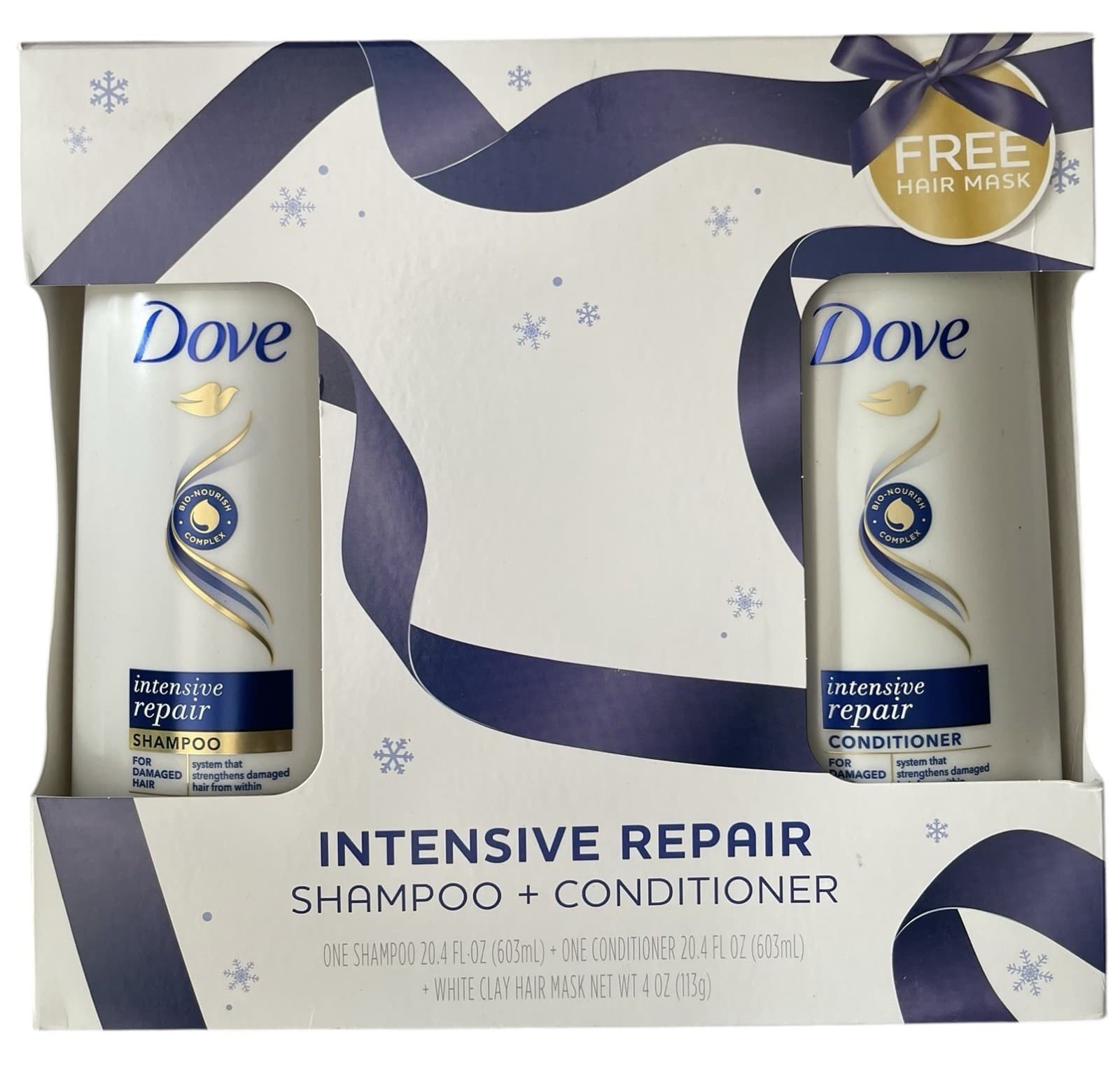 Dove Intensive Repair Shampoo + Conditioner + White Clay Hair Mask Gift Set New