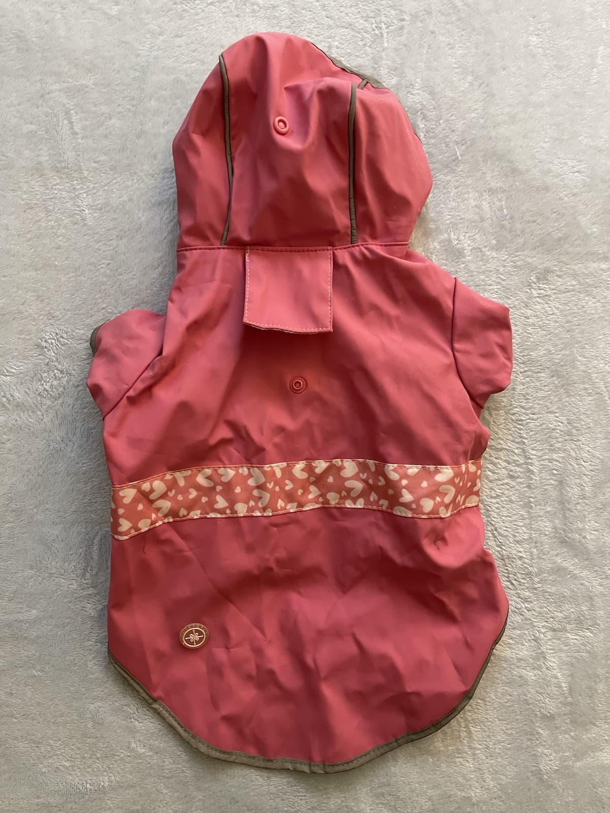 Dog Raincoat Waterproof Rain Jacket For Rainy Day Pink & White With Hearts Small