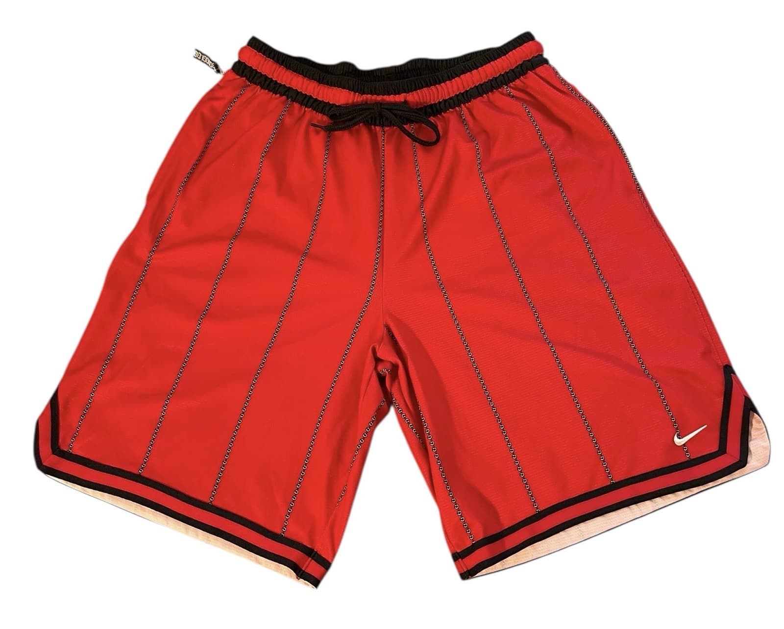 Nike Basketball Drawstring Sz L Shorts Dri-Fit Black Red Men's